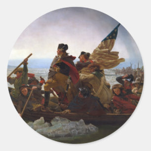 Sticker Rond Washington Traverser le Delaware par Emanuel Leutz