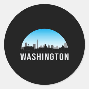 Sticker Rond Washington USA City Skyline Skyline Drôle cadeau