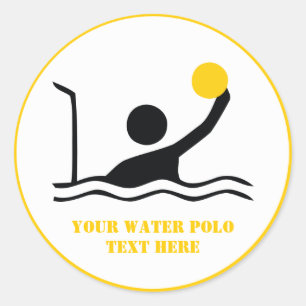 Sticker Rond Water polo player black silhouette custom