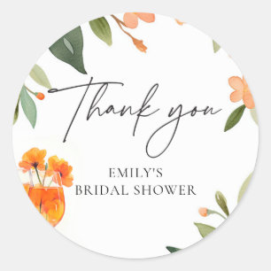 Sticker Rond Watercolor Aperol Spritz Baby Shower de Mariée