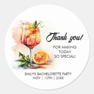 Sticker Rond Watercolor Aperol Spritz Bachelorte Party