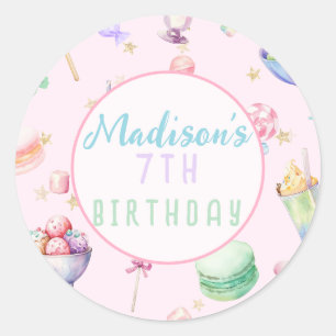 Sticker Rond Watercolor Candy Wonderland Pastel Fête d'annivers