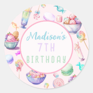 Sticker Rond Watercolor Candy Wonderland Pastel Fête d'annivers