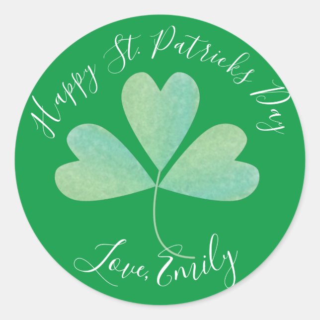 Sticker Rond Watercolor Clover St. Patricks Day Treat (Devant)