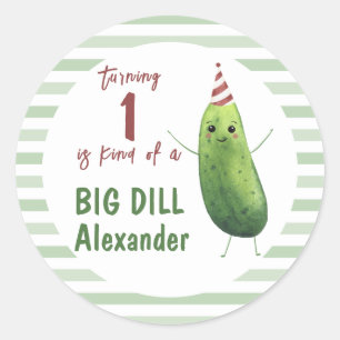 Sticker Rond Watercolor Concomber Big Dill fête d'anniversaire