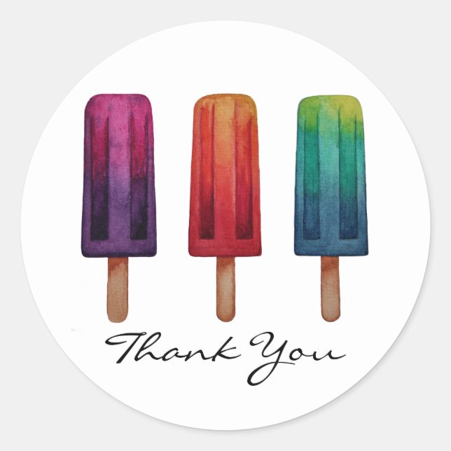 Sticker Rond Watercolor Cute Popsicle Glaces Creams (Devant)