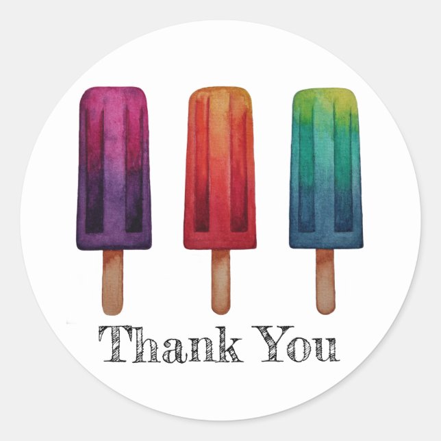 Sticker Rond Watercolor Cute Popsicle Glaces Creams (Devant)