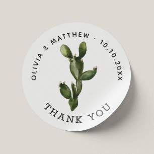 Sticker Rond Watercolor Desert Cactus. Merci Mariage rustique