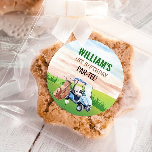 Sticker Rond Watercolor Golf 1er anniversaire (Créateur téléchargé)
