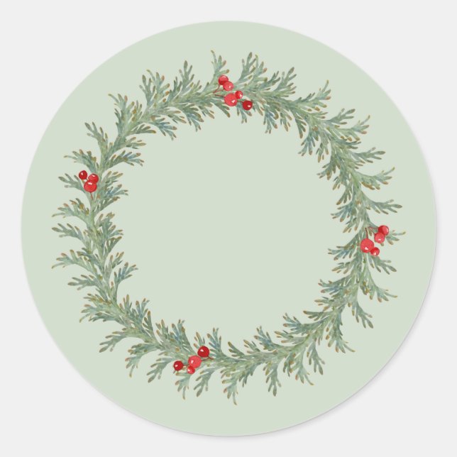 Sticker Rond Watercolor Holiday Wreath (Devant)