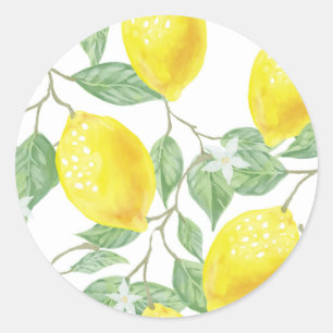 Sticker Rond Watercolor Lemon
