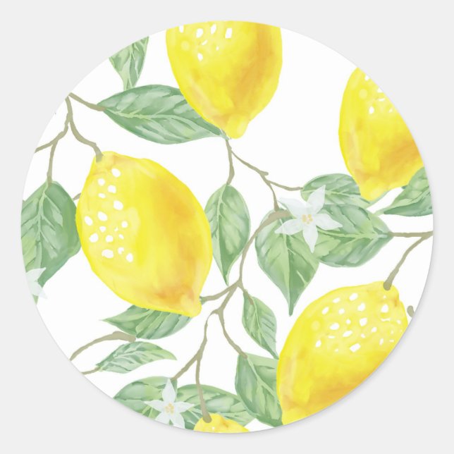 Sticker Rond Watercolor Lemon (Devant)