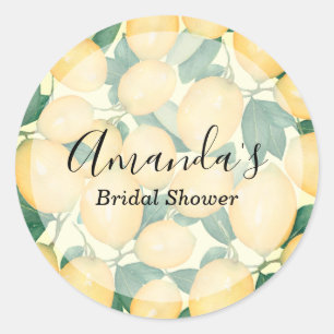 Sticker Rond Watercolor Lemon and Greenery Shower
