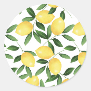 STICKER ROND WATERCOLOR LEMONS