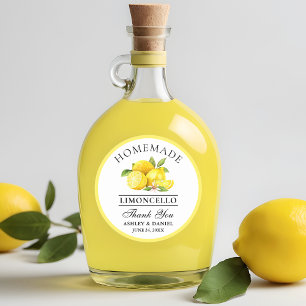 Sticker Rond Watercolor Lemons Mariage Merci Limoncello