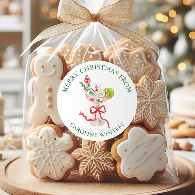 Sticker Rond Watercolor Mahjong Christmas Cocktail (Créateur téléchargé)