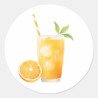Sticker Rond Watercolor Orange Juice