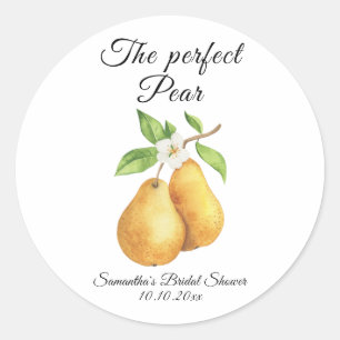 Sticker Rond Watercolor Parfait Poire Florale Mariage