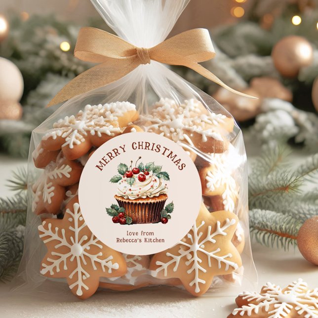 Sticker Rond Watercolor Pastry Merry Christmas Small Business (Créateur téléchargé)