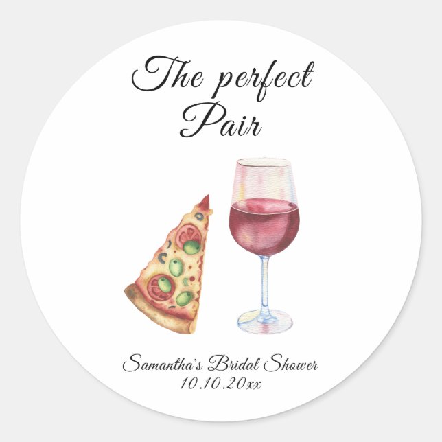 Sticker Rond Watercolor Perfect Pair Baby Shower (Devant)