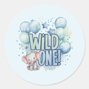 Sticker Rond Watercolor pour le 1er anniversaire de Wild One