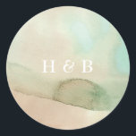 Sticker Rond Watercolor Soft Pastel Beach Wedding<br><div class="desc">Cet autocollant rond classique en aquarelle est totalement romantique brossé avec de simples lave ombré étonnants de couleurs de vert, cet autocollant rond classique est une oeuvre d'art. Il n'est pas surprenant que ce beau style de peinture douce se traduit parfaitement en un bel invitation doux pour un mariage de...</div>