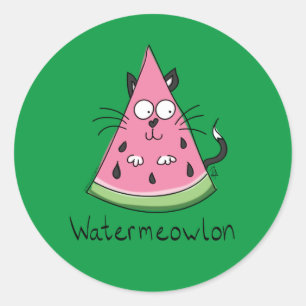 Sticker Rond Watermelon Chat Cute Kids
