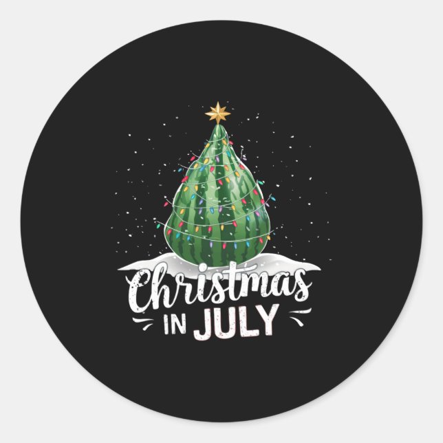 Sticker Rond Watermelon Christmas Tree Christmas In July Summer (Devant)