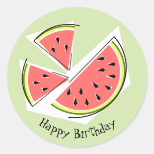 Sticker Rond Watermelon Green Pièces Joyeux Anniversaire toute 