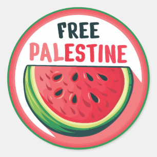 Sticker Rond Watermelon Palestine Free Colorfull