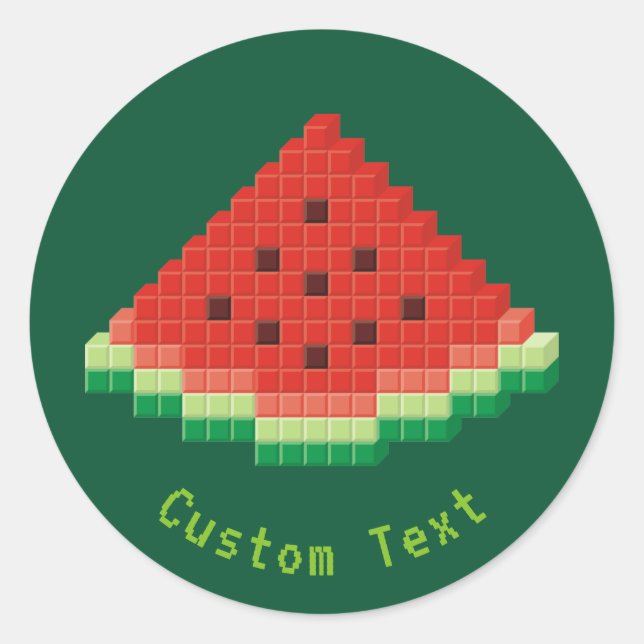 Sticker Rond Watermelon Pixel Art (Devant)