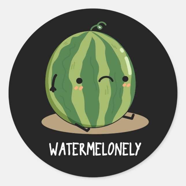 Sticker Rond Watermelonny Funny Watermelon Fruit Pun Dark BG (Devant)