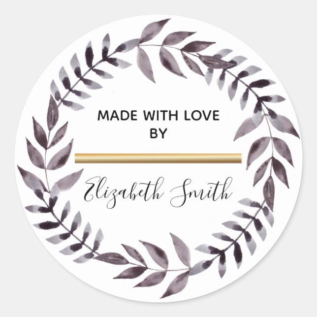 Sticker Rond Wave-vaisselle moderne Black & Gold Fabriquée par (Devant)