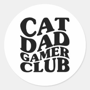 Sticker Rond Wavy Chat Papa Jouer Amour Drôle
