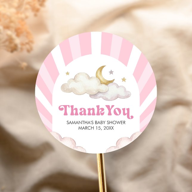 Sticker Rond We are Over the Moon Baby Shower (Over the Moon Baby Shower Sticker)
