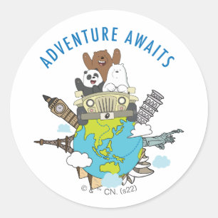 Sticker Rond We Bare Bears - Adventure Await