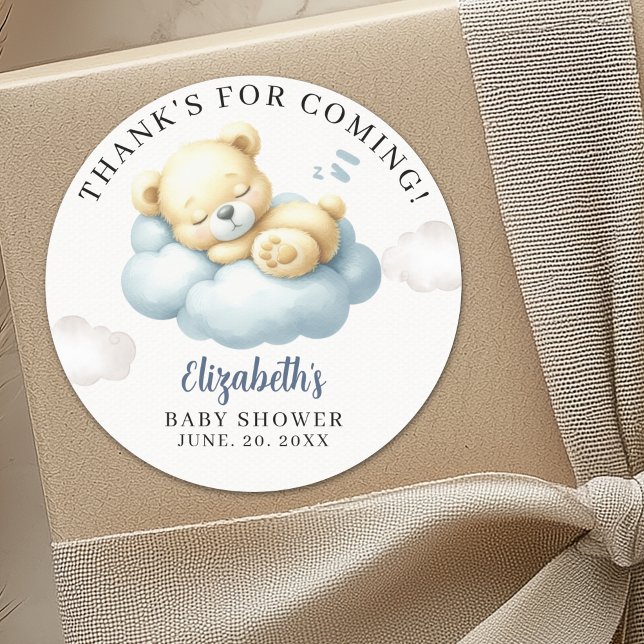 Sticker Rond We can Bearly wait - Teddy Bear Baby Shower Boy (Créateur téléchargé)