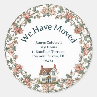 Sticker Rond We Have Moved New Address English Country Garden 