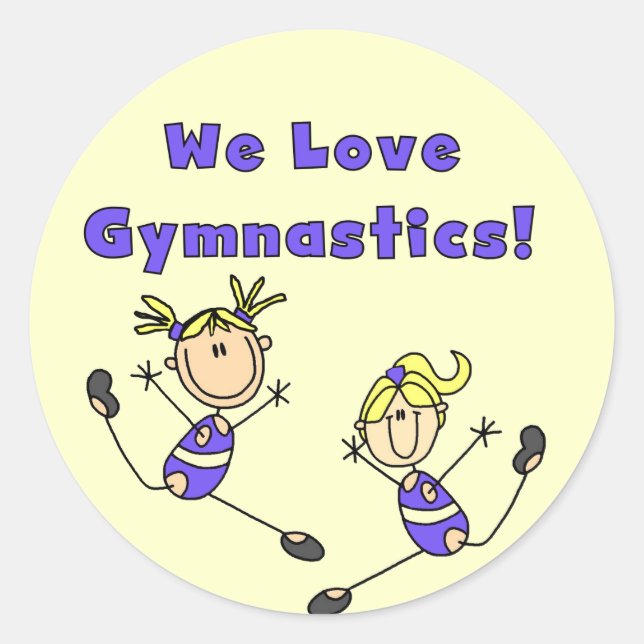 Sticker Rond We Love Gymnastique Tshirts et cadeaux (Devant)