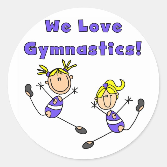 Sticker Rond We Love Gymnastique Tshirts et cadeaux (Devant)