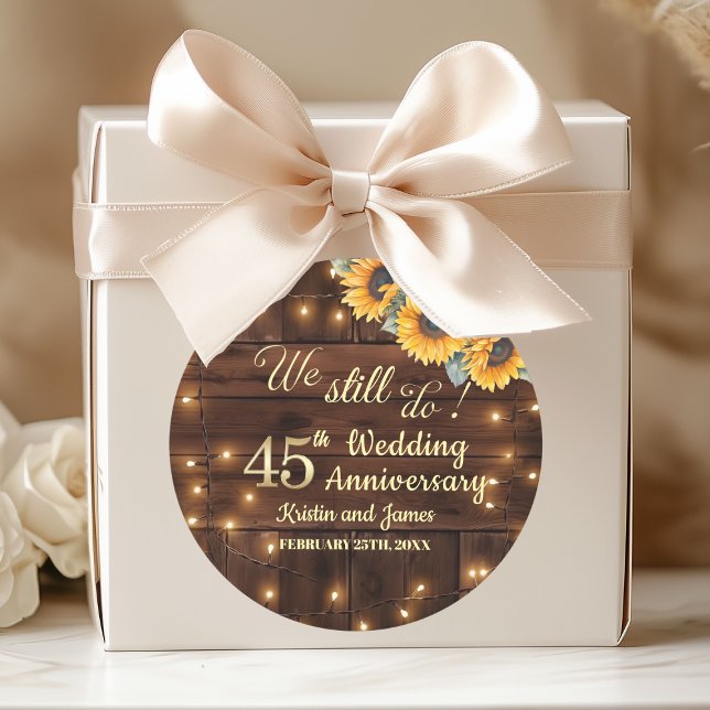 Sticker Rond We Still Do 45th Wedding Anniversary String Lights (Créateur téléchargé)