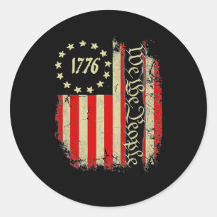 Sticker Rond We The People American Flag 4 juillet 1776 Hommes