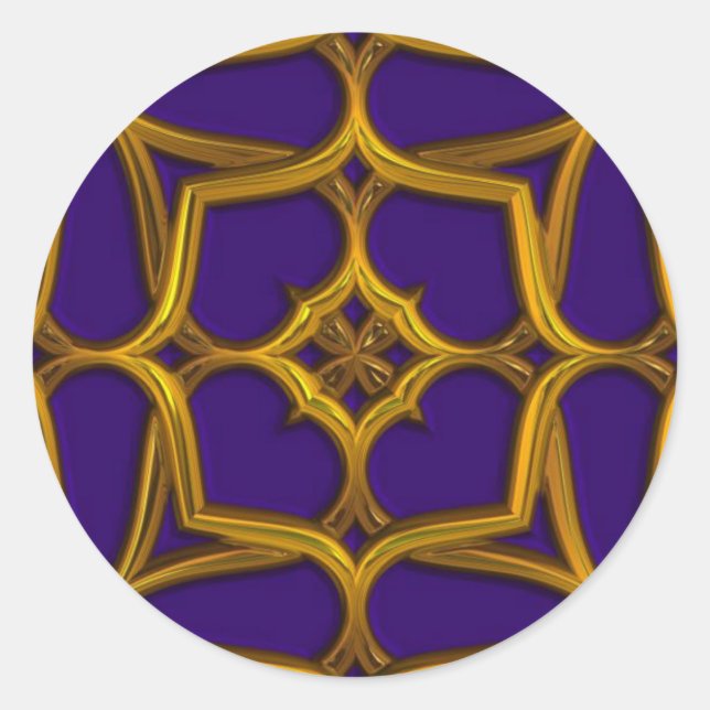 Sticker Rond Weave Celtique Or Sur Arrière - plan Violet (Devant)