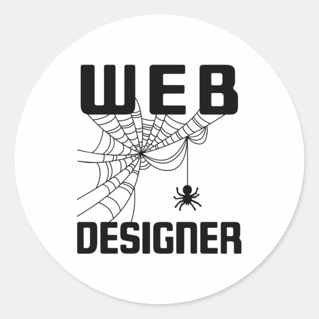 Sticker Rond Web Designer Design Site Web Développeur Spider (Devant)