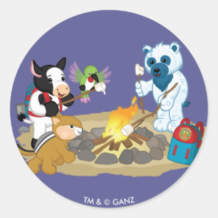 Sticker Rond Webkinz   Campfire Marshmallows