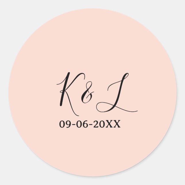 Sticker Rond Wedding couple name letter date red pastel backgro (Devant)