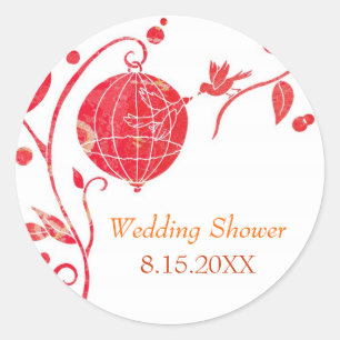 Sticker Rond Wedding shower Inséparable mignon