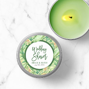Sticker Rond Wedding shower tropical Feuille vert