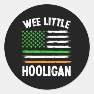 Sticker Rond Wee Little Hooligan Amusant St Patrick's Day Shamr