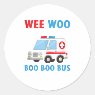 Sticker Rond Wee Woo Boo Bus Ambulance EMS EMT Parame